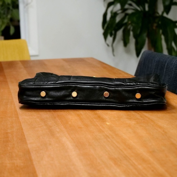 Rebecca Minkoff Black Leather Clutch with Gold Lock — NEW - Picture 5 of 11